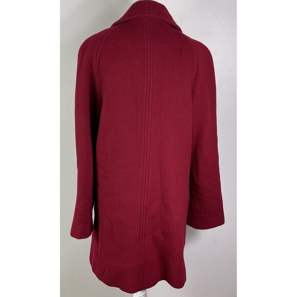 East 5th Wool Blend Pea Coat Womens Red Size Med Front Pockets Old Money Stylish - Picture 6 of 11